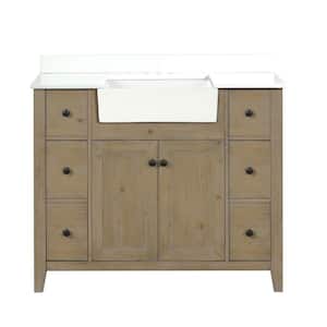Sally 42 in. W x 20.5 in. D x 34.5 in. H Single Bath Vanity in Weathered Fir with White Engineered Stone Top with Basin