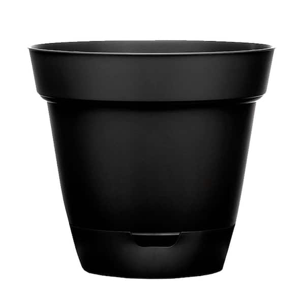 Southern Patio Graff Medium 11.9 in. x 10.7 in. 1 Qt. Black Resin Self-Watering Indoor/Outdoor Planter