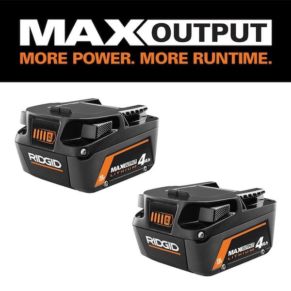RIDGID 18V Lithium-Ion MAX Output 4.0 Ah Battery (2-Pack)