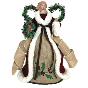 16 in. Country Poinsettia Angel Tree Topper