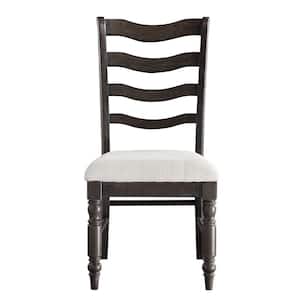 Hutchins Washed Espresso Solid Wood with Upholstered Seat Ladder Back Dining Chair (Set of 2)