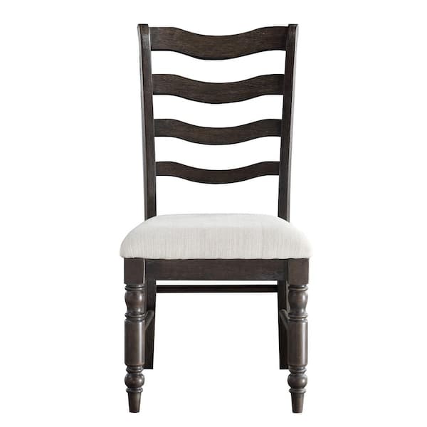 Steve Silver Hutchins Washed Espresso Solid Wood with Upholstered Seat Ladder Back Dining Chair (Set of 2)