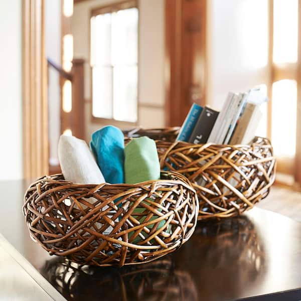 Household Essentials Birds Nest Willow Basket Set (2-Peice)