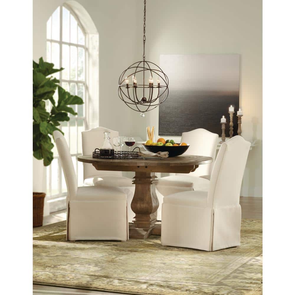 Solaris English Bronze 6-Light Chandelier with Clear Glass Drops