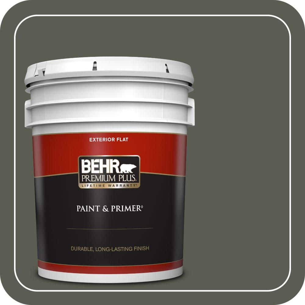 BEHR PREMIUM PLUS 5 gal. #N380-7 Black Bamboo Flat Exterior Paint