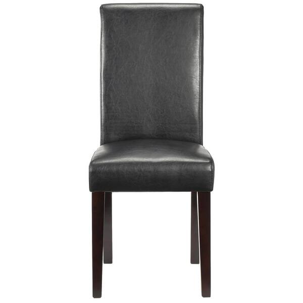 Home Decorators Collection Parsons Black Recycled Leather Side Chair