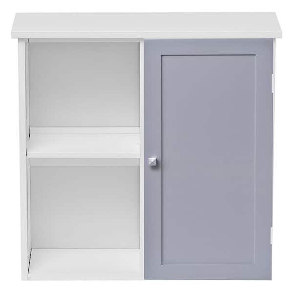 Unbranded Custom DIY 24 W in. Wall Mounted Bath Cabinet-1 Door-Diamond Handle-Lacquered in Light Grey