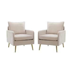 Magnesia Ivory Polyester Arm Chair with Removable Cushions (Set of 2)