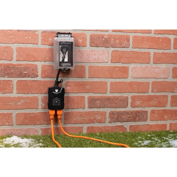 UltraPro Photocell Timer, Dusk to Dawn, 2-Grounded Outlet, 2/4/6/8hr, On/Off Button, Outdoor, Black 36-Pieces tray 86940-T1
