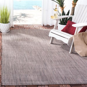 Courtyard Brown/Beige 7 ft. x 7 ft. Square Geometric Indoor/Outdoor Patio  Area Rug