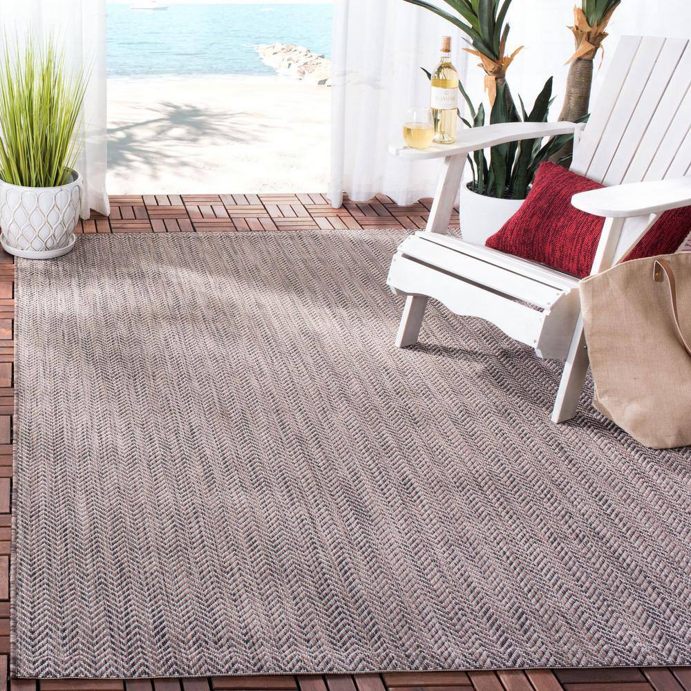 Courtyard Brown Beige Rectangular Easy-Care Outdoor Area Rug