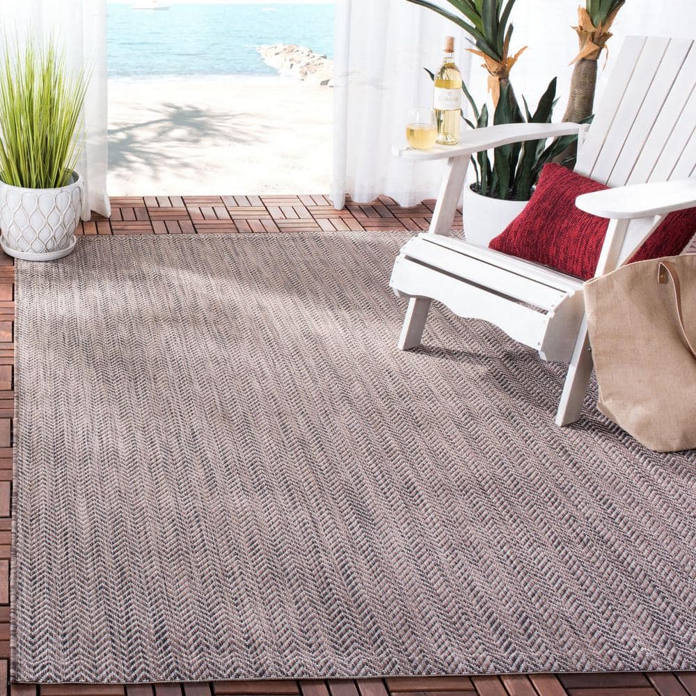 Reversible Gray Synthetic 9' x 12' Easy-Care Area Rug