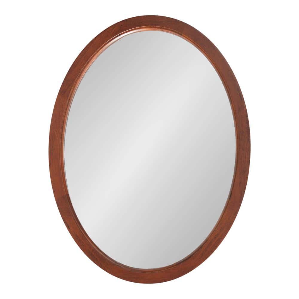 Hogan 18" x 24" Walnut Oval Wood Framed Wall Mirror
