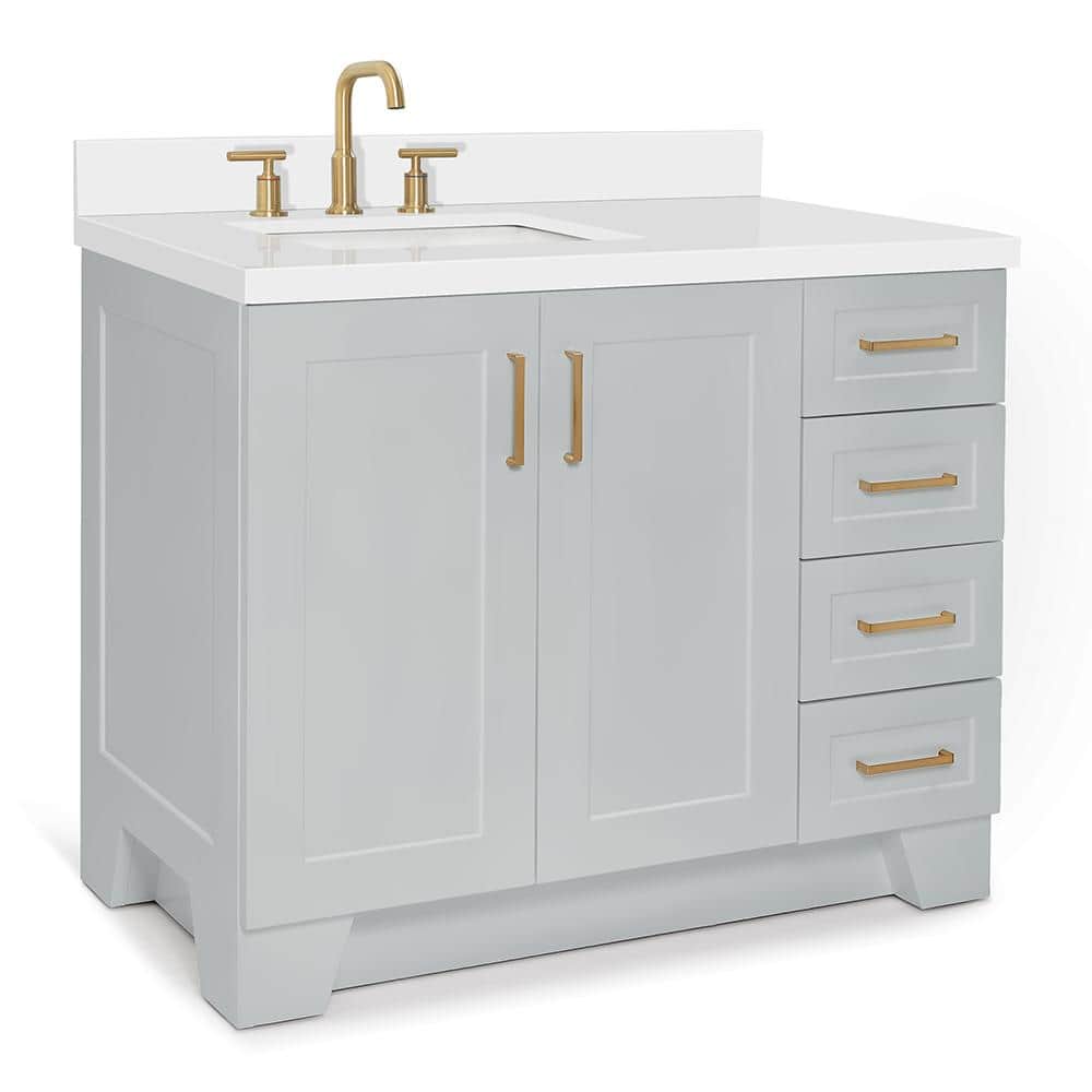 Taylor 43-inch White Quartz Top Gray Single Sink Vanity