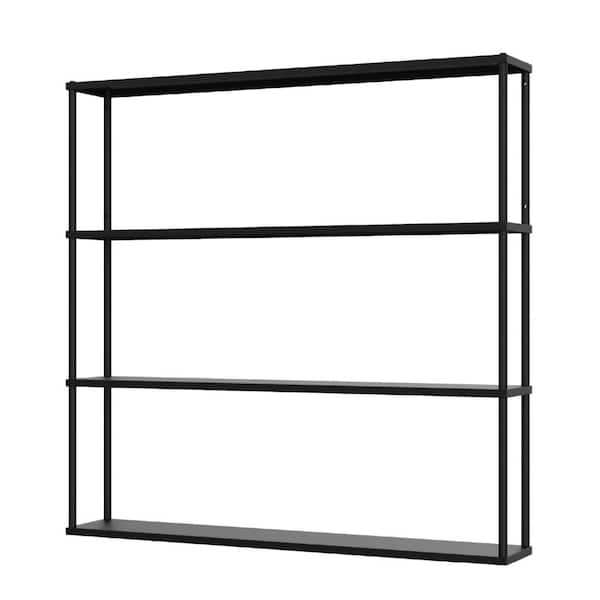 36 in. W x 6 in. D Black Decorative Wall 4-Tier Wall-Mounted Steel Shelving