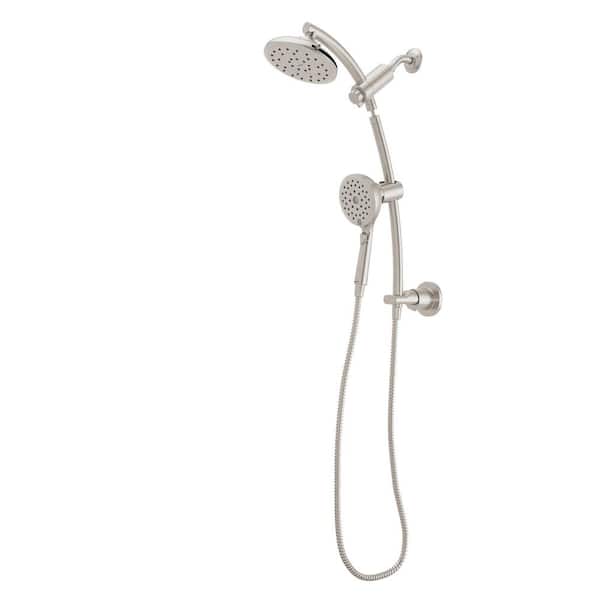 Verso 2-Spray Patterns Wall Mount Shower Head with Magnetix Docking and 6 in. Spray Face 2.5 GPM in Brushed Nickel