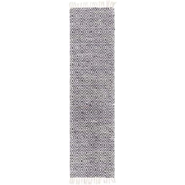 Unique Loom Chunky Jute Assam White Navy 2' 2 x 8' 0 Area Rug