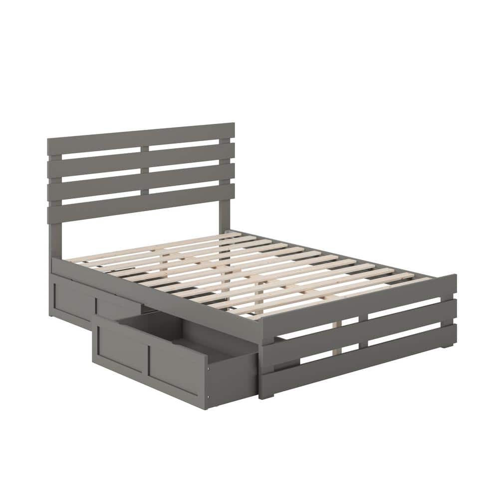 Oxford Gray Full Bed with USB Charger and Storage Drawers
