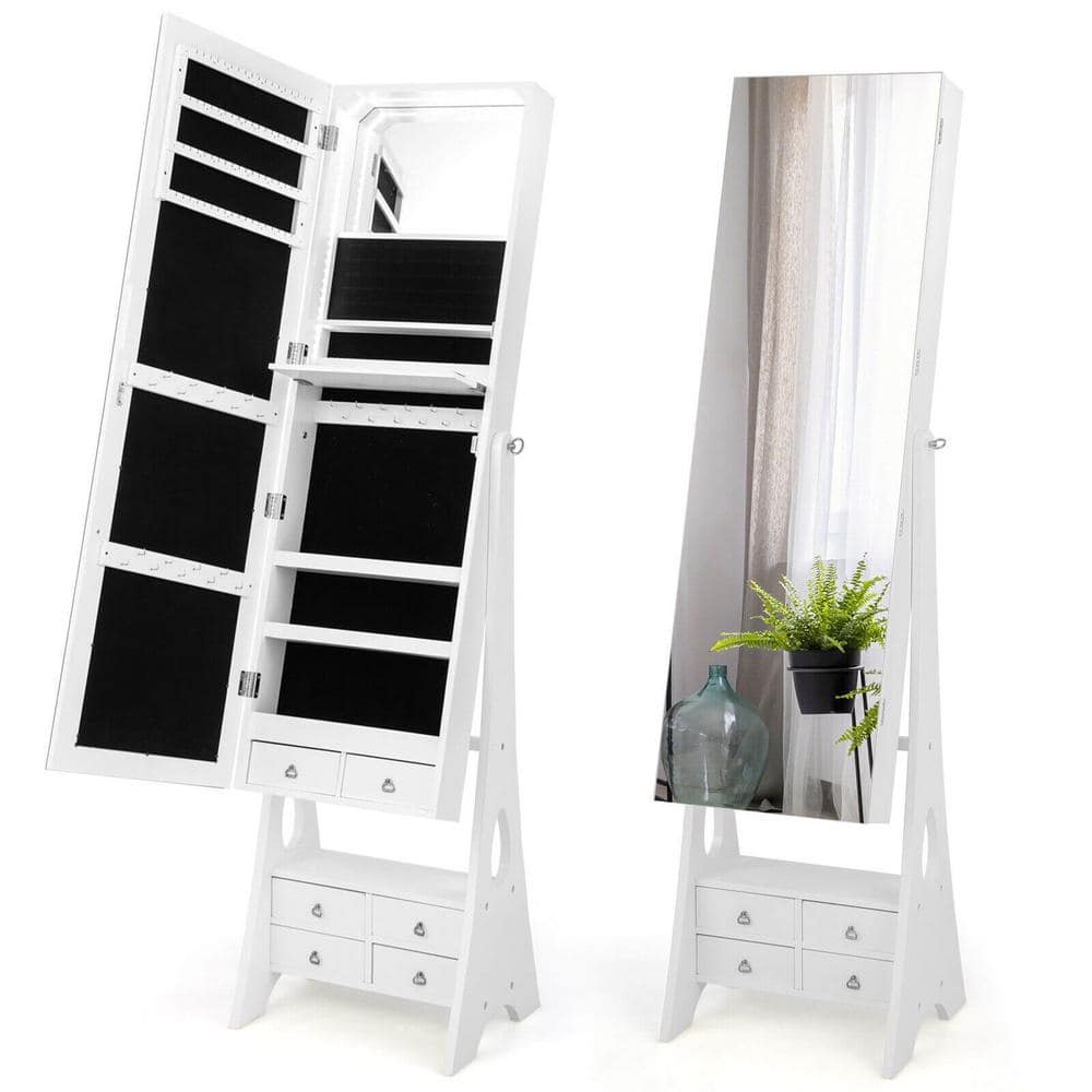 16 in. W White MDF Freestanding Jewelry Armoire with 6 Drawers,Full Length LED Mirrored price history on PriceWatchPro