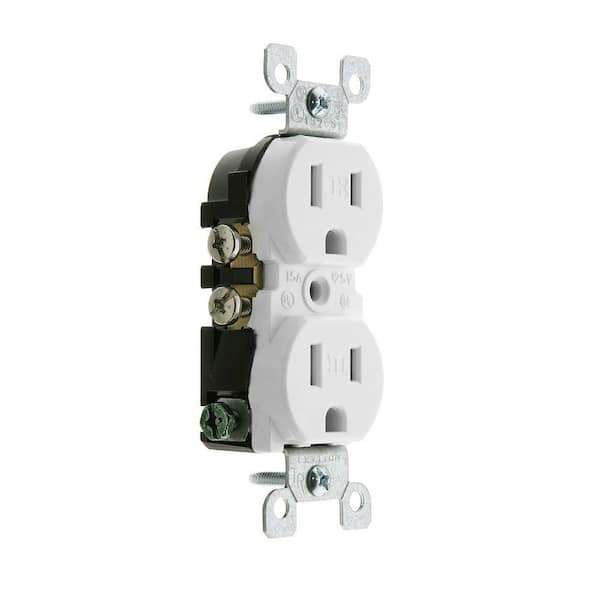 15 Amp 125-Volt Self-Test Tamper Resistant GFCI Duplex Outlet 2 Pole, 3 Wire Straight Blade Receptacle, White Finish