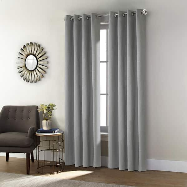 THERMALOGIC Shadow Grey 52 in. W x 95 in. L Grommet Total Blackout Curtain Panel