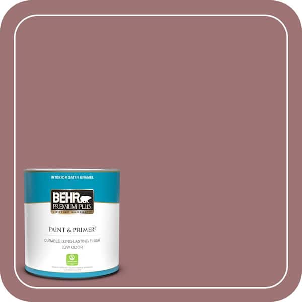 BEHR PREMIUM PLUS 1 qt. #QE-05 Regal Rose Satin Enamel Low Odor Interior Paint & Primer