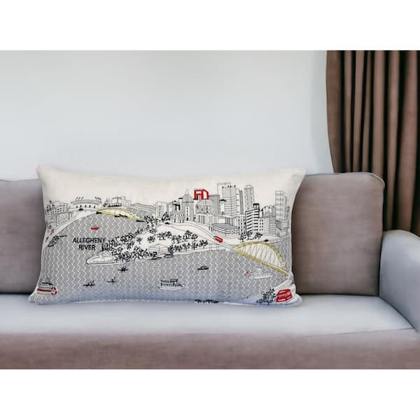 HomeRoots Cream Solid Polyester 14 in. x 24 in. Throw Pillow