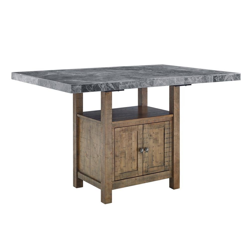 Grayson Gray Marble and Driftwood 7-Piece Counter Dining Set