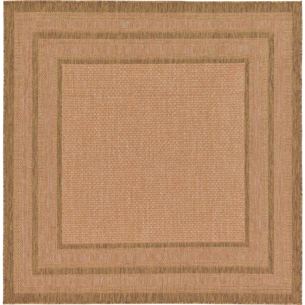 Outdoor Multi Border Light Brown 6' 0 x 6' 0 Square Rug price history on PriceWatchPro