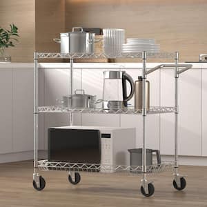 Kitchen Utility Cart 30 in. Wire Rolling Cart with Wheels Metal Storage Trolley NSF Listed Kitchen Carts,Silver