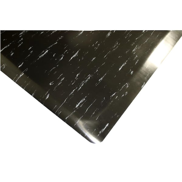 Rhino Anti-Fatigue Mats Marbleized Tile Top Anti-fatigue Mat 3 ft. x 6 ft. x 7/8 in. Black/White Commercial Mat