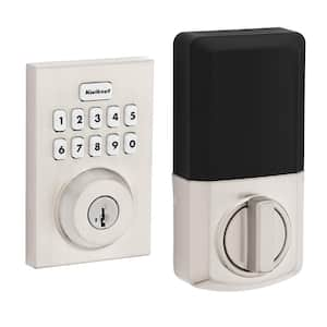 Powerbolt 250 Satin Nickel Single Cylinder Smart Lock Deadbolt with 10-Button Keypad Featuring SmartKey Security