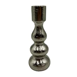 Silver 7 in. x 2.5 in. Aluminum Decorative Bubble Metal Candle Holder