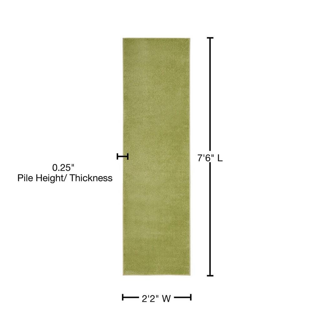 Moss Green Low Pile Indoor/Outdoor Runner Rug 2'2" x 7'6"