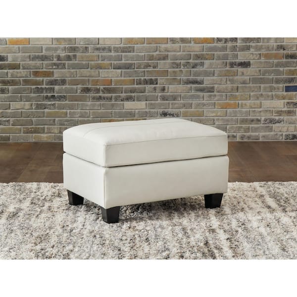 Signature DESIGN BY ASHLEY Genoa Gray Leather Match Rectangle Accent Ottoman