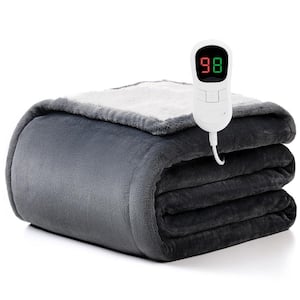 Phewnyzo 150W Electric Flannel Sherpa Heated Throw Blanket w 10 Heat Levels, Over-Heat Protection, Auto-Off, ETL Certified