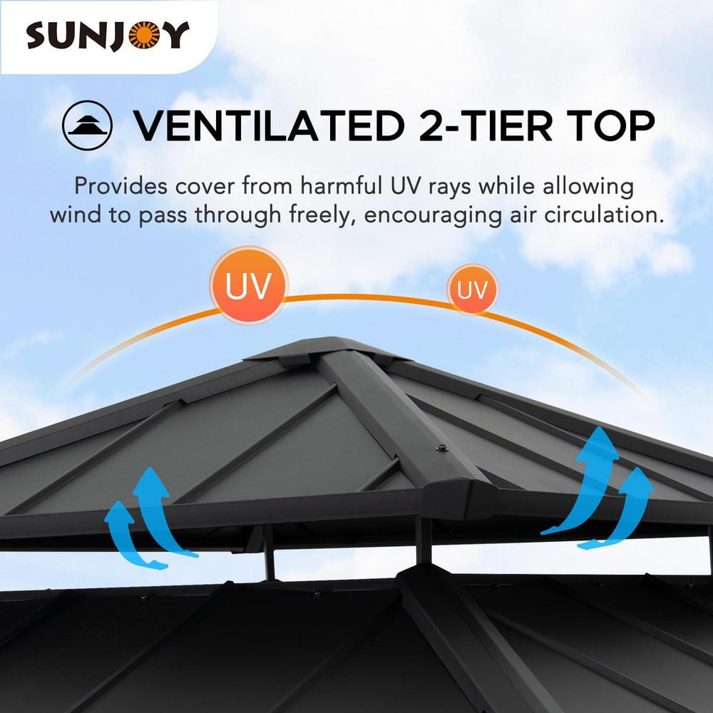 Sunjoy 11' x 11' Cedar Frame Gazebo with Steel Roof
