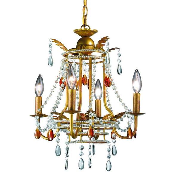 Eurofase Basque Collection 4-Light 138-1/2 in. Hanging Gold Chandelier