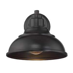 Dunston 11 in. W x 9.5 in. H 1-Light English Bronze Hardwired Outdoor Wall Lantern Sconce with Metal Shade