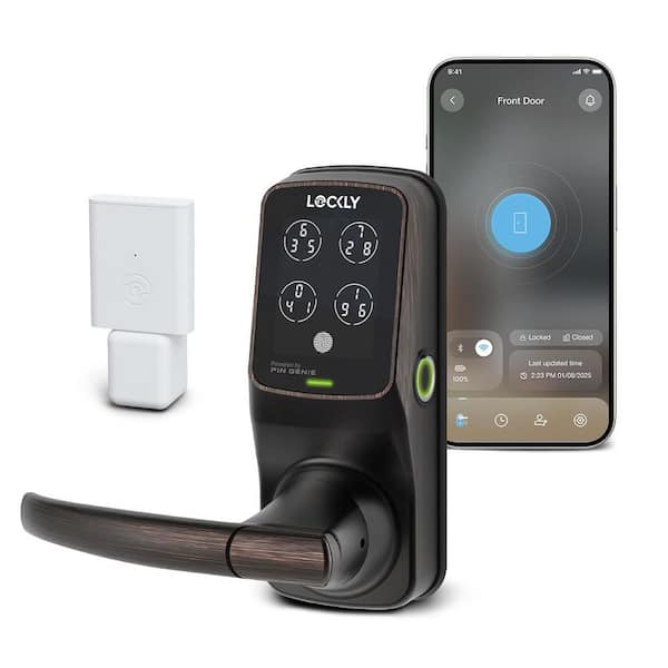 Secure Pro Venetian Bronze Smart WiFi Mobile App Control Lever Latch, 3D Fingerprint, Keypad, Works w/ Hey Google/Alexa