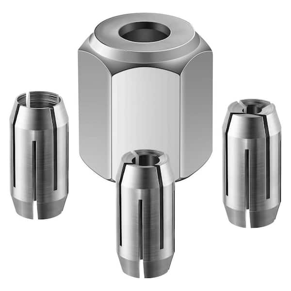 Unbranded 1/8-Inch 5/32-Inch 1/4-Inch Alloy Steel Replacement Collet and Nut Kit with Easy Install for Spiral Saw Tools (4-Pack)