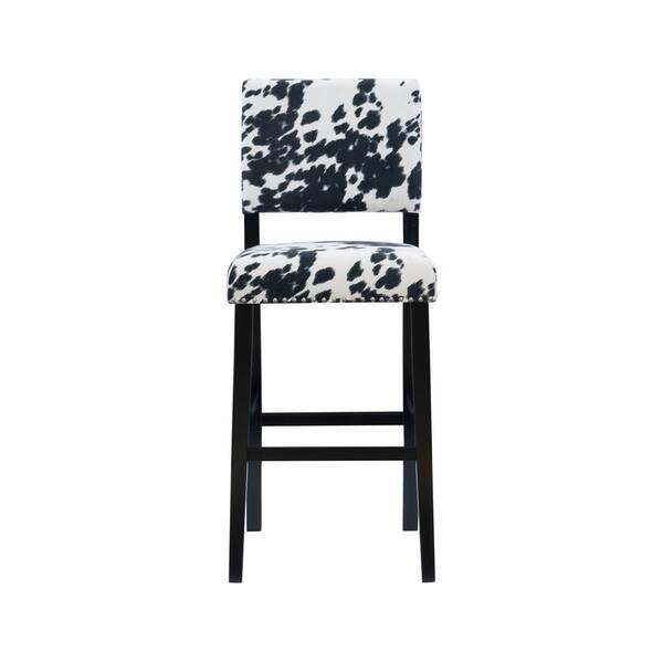 black and white cow print bar stools