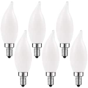 60-Watt Equivalent E12 Dimmable LED Light Bulbs Torpedo Flame Tip Glass 2700K Warm White (12-Pack)