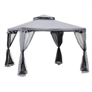 10 ft. x 10 ft. Gray Pop Up Canopy Tent, Outdoor Instant Tent with Sandbags and Wheeled Carry Bag, Height Adjustable