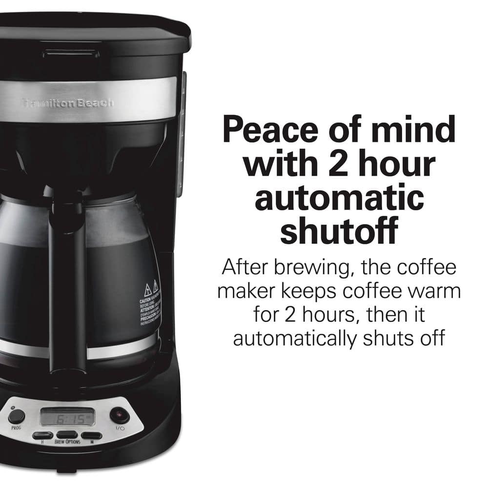 12-Cup Black Stainless Steel Programmable Drip Coffee Maker