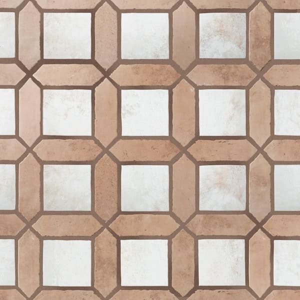 Picket Arenta 15 in. x 23 in. Cotto with White Square Porcelain Floor and Wall Tile (11.6 sq. ft. /Case)