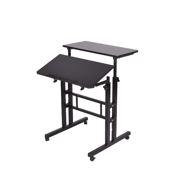Mind Reader 28 in. Rectangular Black Standing Desk with Adjustable Height Feature