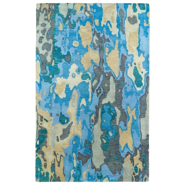 Brushstrokes Blue 5 ft. x 8 ft. Area Rug