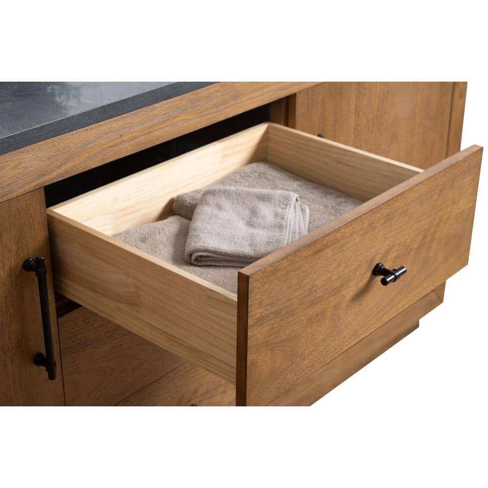 48'' Tan Poplar Wood Bathroom Vanity with Marble Top
