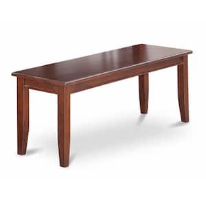 Mahogany Finish Dining Bench with Wooden Seat 15 in.